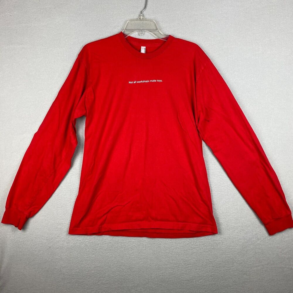 American Apparel Men's Large Long Sleeve Shirt Red Christmas Apple Logo Employee